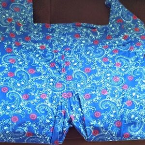 #L044 (CH) NWOT LuLaRoe Blue and Red Leggings In A Vibrant Design